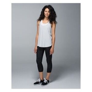 Lululemon Running Leggings 3/4 length Run Inspire Black Gray Khaki, US 4